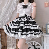 GETADME Harajuku Sweet Detachable Blue Strap Skirts 2025 Summer New A-line Skirt for Women Y2k Slim Waist Lace Ruched Faldas Mujer