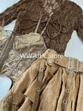 GETADME Harajuku Vintage Fashion 3 Piece Set Woman Short Cardigan + Slim Vest + Y2k E-Girl High Waist Skirt Hot Girls Korean Style Suit