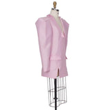 GETADME Evening African Dresses Pink Street Wear Women Mini Sexy Club Wear Notched Collar Long Sleeve V Neck Night African Dress Blazer