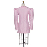 GETADME Evening African Dresses Pink Street Wear Women Mini Sexy Club Wear Notched Collar Long Sleeve V Neck Night African Dress Blazer