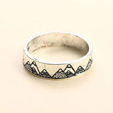 GETADME Vintage Simplicity Carved Mountains Ring for Women Men Bohemian Delicate Mountains Handmade Ring for Female Gift