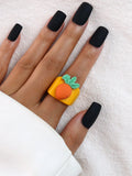 GETADME Cartoon Fruit Ring Women Fashion Korean Cute Animal Resin Acrylic Ring Set Christmas Birthday Party Gift Jewelry for Female Girl