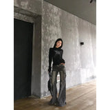 GETADME Heavy Industry Design American Style Retro Washed Low Waist Straight Leg Jeans Spicy Girl Versatile Y2k Big Pocket Flared Pants