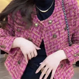 GETADME High-Quality Coat Female 2024Spring Autumn New Jacket Tweed Small Fragrance Overwear Women's Temperament French Outcoat Tide Top