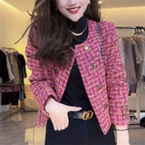 GETADME High-Quality Coat Female 2024Spring Autumn New Jacket Tweed Small Fragrance Overwear Women's Temperament French Outcoat Tide Top