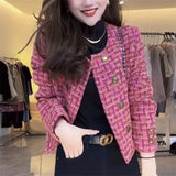 GETADME High-Quality Coat Female 2024Spring Autumn New Jacket Tweed Small Fragrance Overwear Women's Temperament French Outcoat Tide Top