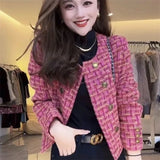 GETADME High-Quality Coat Female 2024Spring Autumn New Jacket Tweed Small Fragrance Overwear Women's Temperament French Outcoat Tide Top