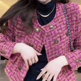 GETADME High-Quality Coat Female 2024Spring Autumn New Jacket Tweed Small Fragrance Overwear Women's Temperament French Outcoat Tide Top