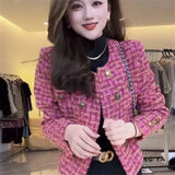GETADME High-Quality Coat Female 2024Spring Autumn New Jacket Tweed Small Fragrance Overwear Women's Temperament French Outcoat Tide Top
