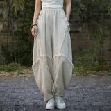 GETADME High Quality Cotton Linen Harem Pants Women New Arrival 2025 Autumn Vintage Style Solid Color Loose Female Casual Trousers M061
