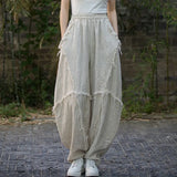 GETADME High Quality Cotton Linen Harem Pants Women New Arrival 2025 Autumn Vintage Style Solid Color Loose Female Casual Trousers M061