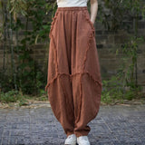 GETADME High Quality Cotton Linen Harem Pants Women New Arrival 2025 Autumn Vintage Style Solid Color Loose Female Casual Trousers M061