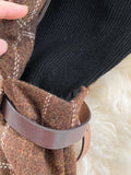 GETADME High Quality Fall Winter Women Sweater Overalls Dress Sets Casual Knitted Tops +Plaid Woolen Dress 2 Piece Sets Outfits Female