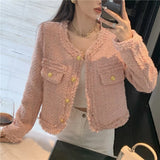 GETADME High Quality French Small Fragrance Wool Tweed Coat Women's Autumn Winter Luxury Runway Fashion Jackets Casaco Outwear