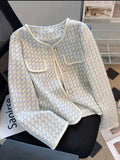 GETADME High Quality French Vintage Small Fragrance Tweed Jacket Coat Women's Spring Autumn Casual Fried Street Short Coat Plaid Outwear