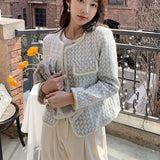 GETADME High Quality French Vintage Small Fragrance Tweed Jacket Coat Women's Spring Autumn Casual Fried Street Short Coat Plaid Outwear