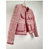 GETADME High Quality O Neck Small Fragrance Casual Coat Women's Autumn Winter French Casual Tassels Long S;eeve Fashion Tweed Jacket