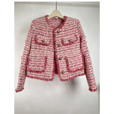 GETADME High Quality O Neck Small Fragrance Casual Coat Women's Autumn Winter French Casual Tassels Long S;eeve Fashion Tweed Jacket