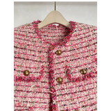 GETADME High Quality O Neck Small Fragrance Casual Coat Women's Autumn Winter French Casual Tassels Long S;eeve Fashion Tweed Jacket