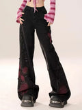 Pantalon de nettoyage de sols GETADME High Street Harajuku Hip Hop Dark Style pour femmes, taille haute, délavé, déchiré, style Y2K, jeans oversize pour hommes