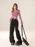 Pantalon de nettoyage de sols GETADME High Street Harajuku Hip Hop Dark Style pour femmes, taille haute, délavé, déchiré, style Y2K, jeans oversize pour hommes