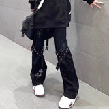 Pantalon de nettoyage de sols GETADME High Street Harajuku Hip Hop Dark Style pour femmes, taille haute, délavé, déchiré, style Y2K, jeans oversize pour hommes