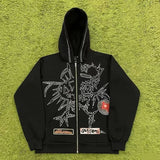 GETADME High Street Heavy Fabric High Quality Original Label Hoodies Embroidery Print Pocket Fleece Men Women Cactus Jack Zipper Hoodie