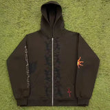 GETADME High Street Heavy Fabric High Quality Original Label Hoodies Embroidery Print Pocket Fleece Men Women Cactus Jack Zipper Hoodie
