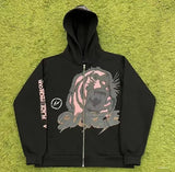 GETADME High Street Heavy Fabric High Quality Original Label Hoodies Embroidery Print Pocket Fleece Men Women Cactus Jack Zipper Hoodie