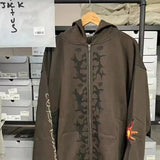 GETADME High Street Heavy Fabric High Quality Original Label Hoodies Embroidery Print Pocket Fleece Men Women Cactus Jack Zipper Hoodie