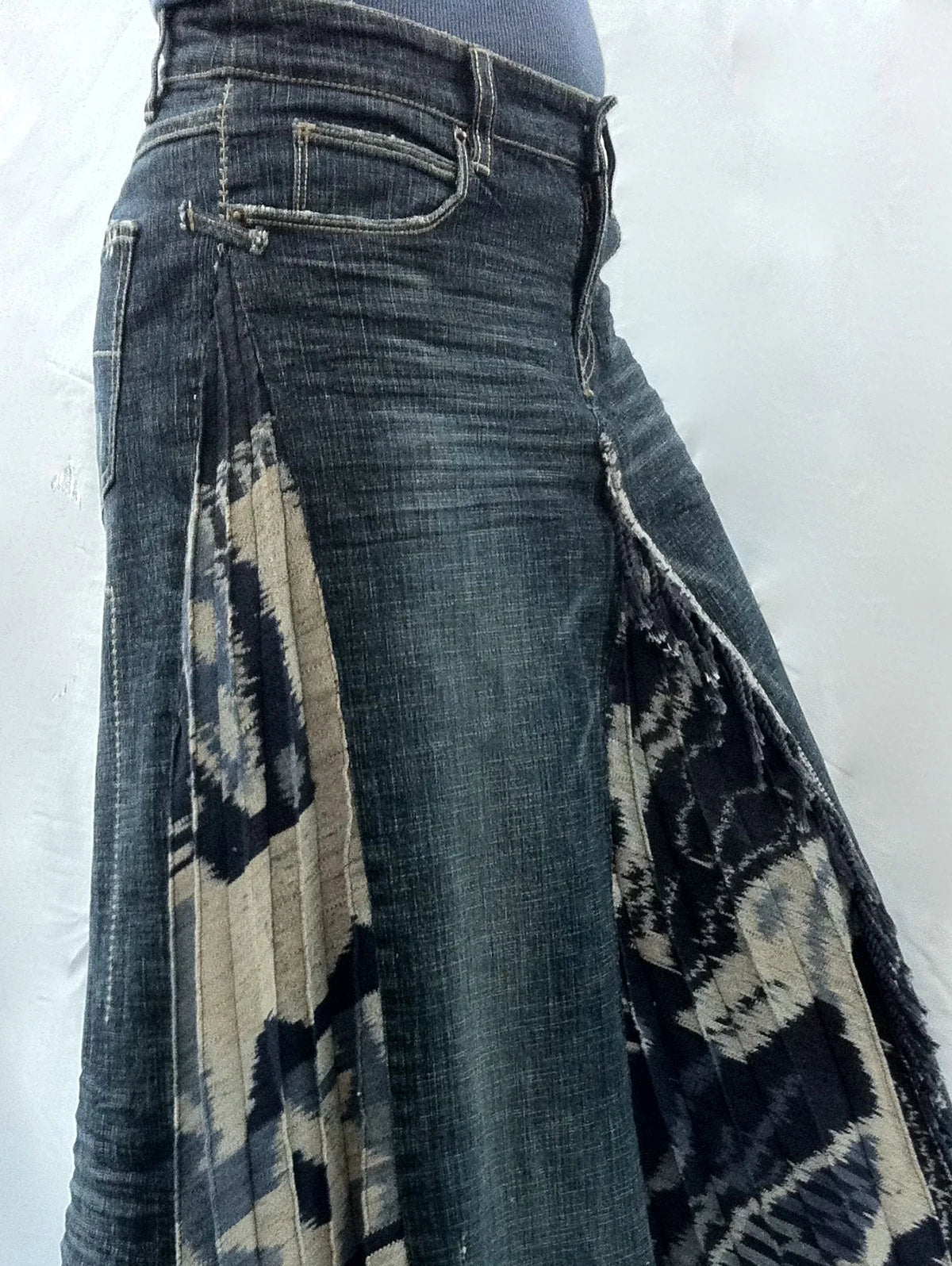 GETADME High Waist Midi Skirts for Women New Fashion Patchwork Pleated Streetwear Loose Denim Skirt Chic Vintage Solid A Line Skirts
