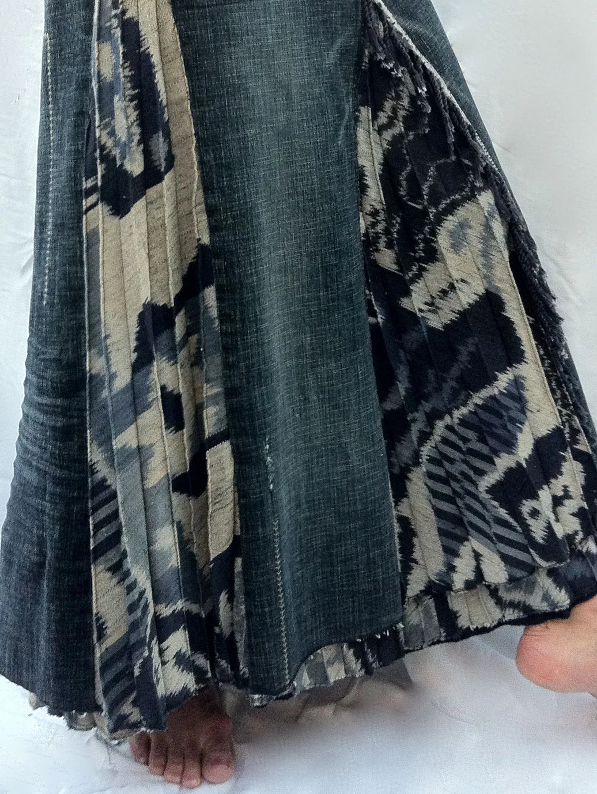 GETADME High Waist Midi Skirts for Women New Fashion Patchwork Pleated Streetwear Loose Denim Skirt Chic Vintage Solid A Line Skirts