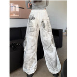 GETADME High Waist Women Tie Dyeing Jeans Hip-hop Style Vintage Streetwear Y2K Wide Leg Jean Plus Size Female Trouser Baggy Denim Pants