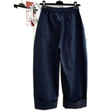 GETADME High end and chic design, elastic high waisted and loose wide leg banana pants, women's summer nine division casual pants