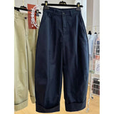 GETADME High end and chic design, elastic high waisted and loose wide leg banana pants, women's summer nine division casual pants