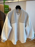 GETADME Hikigawa Autumn Casual Loose Women Quilted Coats Solid Chic Fashion Knitted Patchwoek Zipper Thin Cardigan Jackets Tops Mujer