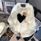 GETADME Hikigawa Chic Fashion Women Gentle 3D Bear Hearts Sweaters Autumn Winter Casual Loose All Match Knitted Pullover Tops Mujer