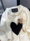 GETADME Hikigawa Chic Fashion Women Gentle 3D Bear Hearts Sweaters Autumn Winter Casual Loose All Match Knitted Pullover Tops Mujer
