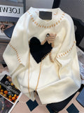 GETADME Hikigawa Chic Fashion Women Gentle 3D Bear Hearts Sweaters Autumn Winter Casual Loose All Match Knitted Pullover Tops Mujer