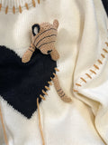 GETADME Hikigawa Chic Fashion Women Gentle 3D Bear Hearts Sweaters Autumn Winter Casual Loose All Match Knitted Pullover Tops Mujer