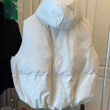 GETADME Hooded down vest women's 2024 autumn and winter new item white duck down vest loose jacket trend  puffer jacket