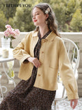 GETADME  Ginger Small Fragrant Coats Female 2024 Autumn New Casual Lantern Sleeve Jackets For Women Outerwaer 2234185383