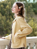 GETADME  Ginger Small Fragrant Coats Female 2024 Autumn New Casual Lantern Sleeve Jackets For Women Outerwaer 2234185383