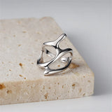 GETADME INS Minimalist Silver Color Irregular Wrinkled Surface Finger Rings for Women Men Punk Geometric Opening Ring Girl Party Jewelry