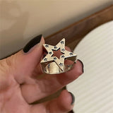 GETADME INS Minimalist Silver Color Irregular Wrinkled Surface Finger Rings for Women Men Punk Geometric Opening Ring Girl Party Jewelry