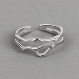 GETADME INS Minimalist Silver Color Irregular Wrinkled Surface Finger Rings for Women Men Punk Geometric Opening Ring Girl Party Jewelry