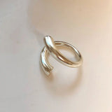 GETADME INS Minimalist Silver Color Irregular Wrinkled Surface Finger Rings for Women Men Punk Geometric Opening Ring Girl Party Jewelry