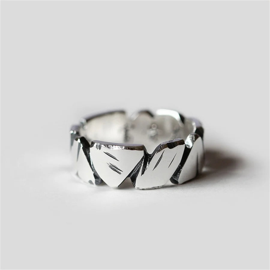 GETADME INS Minimalist Silver Color Irregular Wrinkled Surface Finger Rings for Women Men Punk Geometric Opening Ring Girl Party Jewelry