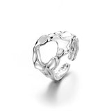 GETADME INS Minimalist Silver Color Irregular Wrinkled Surface Finger Rings for Women Men Punk Geometric Opening Ring Girl Party Jewelry