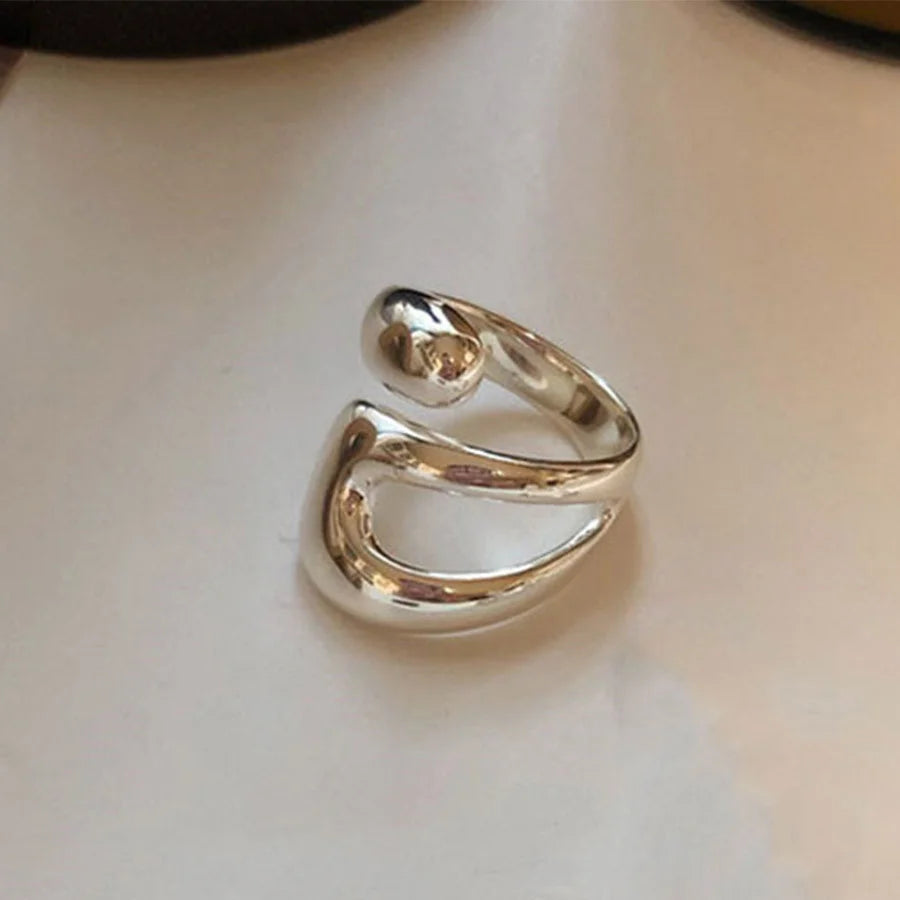 GETADME INS Minimalist Silver Color Irregular Wrinkled Surface Finger Rings for Women Men Punk Geometric Opening Ring Girl Party Jewelry